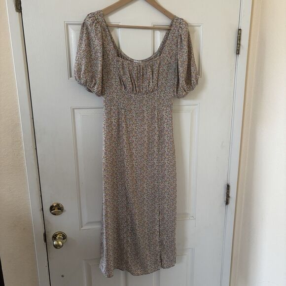 Dainty Floral Womens Midi Dress Size S Regency Romantic Bohemian Hippie Coastal - Picture 2 of 11
